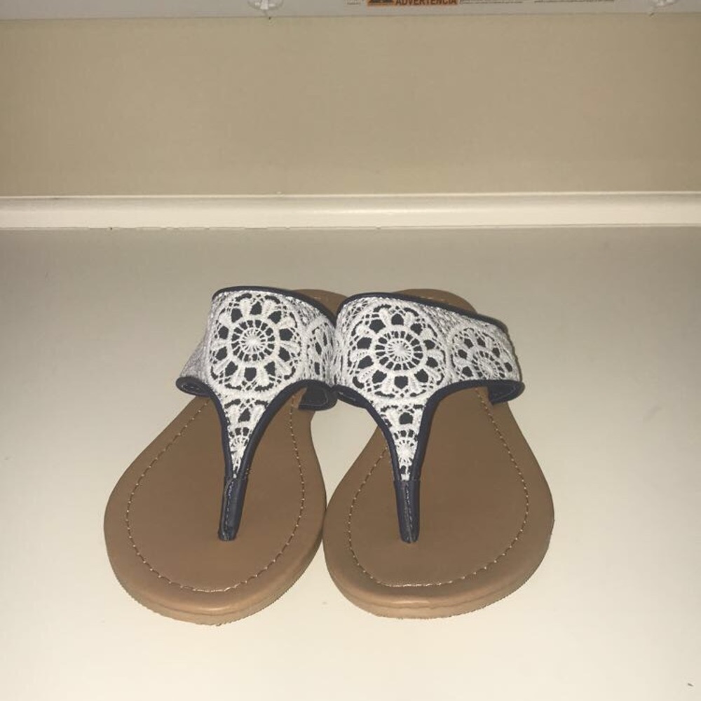 Blue and white sandals